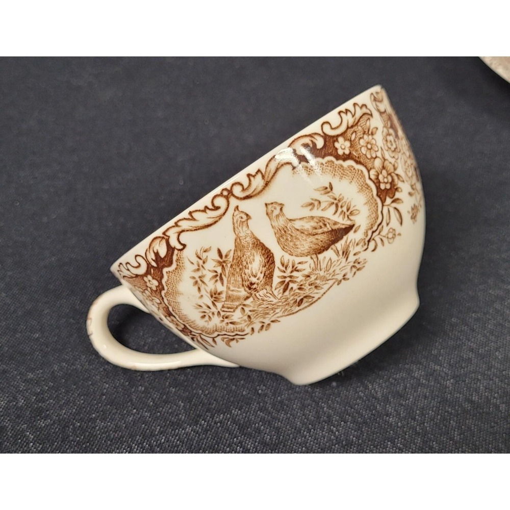 Wild Turkeys Windsor Ware Johnson Brothers Flat Cup & Saucer Set - Picture 9 of 11